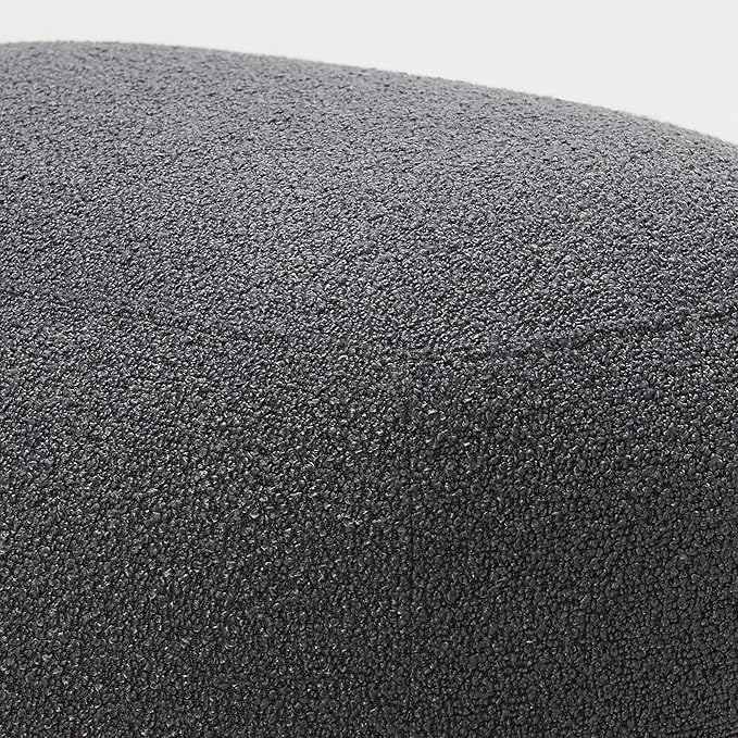 KINWELL Round Boucle Upholstered Ottoman Chair, Footstool with Soft Padded Seat, Fully Assembled Modern Sofa Couch Footrest, Extra Seating for Bedroom Entryway, Dark Gray(18.5" D x 23" W x 16.5" H)