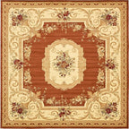 Rugs.com Chateau Collection Rug – 10 Ft Square Brick Red Medium Rug Perfect for Living Rooms, Kitchens, Entryways