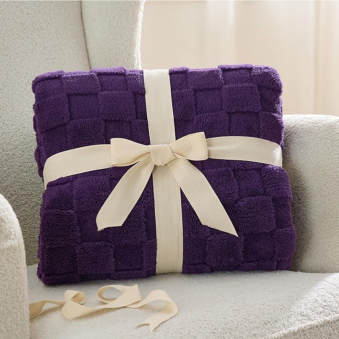 Bedsure GentleSoft Twin Blanket for Bed - Super Soft Cozy Blankets for Women Men Girls, Cute Fuzzy Fleece Throws for Bedroom Couch, Purple, 60x80 Inches