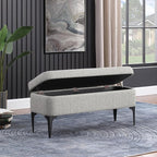HomePop Upholstered Storage Bench with Metal Leg, 42" W, Cool Gray Woven