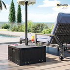 Outsunny 3-in-1 Outdoor Umbrella Base, Coffee End Table, Planter Box with Drain Hole, 175 lbs. Capacity Heavy Duty Fillable Patio Umbrella Stand Table with Wheels and Handles for Deck, Poolside, Black