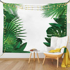 Ambesonne Leaf Tapestry, Exotic Fantasy Hawaiian Tropical Palm Leaves Floral Graphic Art Print, Fabric Wall Hanging Decor for Bedroom Living Room Dorm, 23" X 28", Green White