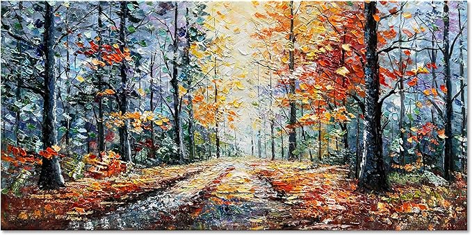 Art Hand Painted Forest Landscape Oil Painting Modern Abstract Art Home Wall Deco Art 24x48 inches