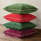 decorUhome Spring Chenille Soft Cozy Throw Pillow Covers 12x20 Set of 2, Modern Farmhouse Boho Velvet Decorative Pillow Cases with Stitched Edge for Couch Sofa Bed Home Decor, Christmas Red