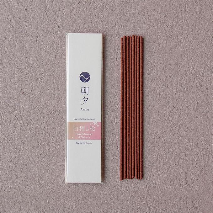 Asayu Japan Incense Gift Set - Sandalwood Scent Collection - Ceramic Holder + 5 Sandalwood Blends (20g Each) - Made in Japan - for Yoga, Meditation & Relaxation