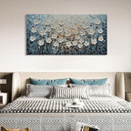 White Flower Canvas Wall Art Painting Hand-Painted Contemporary Art Works Living Room, Bedroom, Dining Room Wall Decoration 24x48 Inch