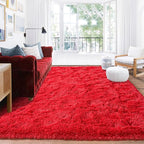 Rugs for Living Room 6x9, Soft Shaggy Modern Shag Area Rug for Bedroom, Upgrade Non-Slip Plush Fluffy Carpet for Kids Boys Girls Room Home Decor Aesthetic, Red
