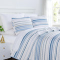 Southshore Fine Living, Inc. Twin/XL Quilt Bedding Set, Dorm Bedding Essentials, Stain Resistant, Machine Washable Striped Bedspread, Twin XL Comforter Set w/Pillow Sham, Blue Striped