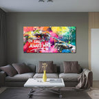 Canvas Graffiti Wall Art for Living Room - Banksy Wall Decor for Bedroom Teen Girl Ready to Hang Size 24" x 48"