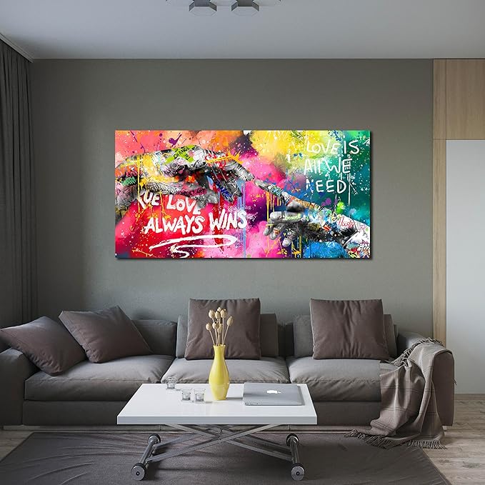 Canvas Graffiti Wall Art for Living Room - Banksy Wall Decor for Bedroom Teen Girl Ready to Hang Size 24" x 48"