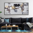 Abstract Wall Art Modern Abstract Artwork Canvas Prints Picture Black Gold Graffiti Modern Wall Artwork Bedroom Living Room Office Decoration Ready To Hang 24"x48" With Framed