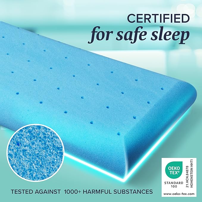 Beckham Hotel Collection Queen Size Firm Memory Foam Pillows (Set of 2) - Solid Block Design for Maximum Neck & Spine Support