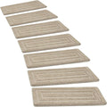 PURE ERA Bullnose Carpet Stair Treads Set Tape Free Non-Slip Indoor Stair Protectors Pet Friendly Rugs 9.5" x 30"(2 Pieces,Cream Gray Rectangular)