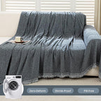 Couch Cover for Dogs, Non Slip Sofa Cover, Washable Couch Covers, 2 Cushion Sofa for Dogs Furniture Protector with Tassels Chenille Sofa Covers for Pets (Vertical Pattern Dark Gray)