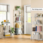 4 Tiers Shelf Metal Storage Shelves Wire Rack Closet Organizers with Wheel for Garage Kitchen Bathroom Laundry Chrome 11.8" D x 17.7" W x 41.9" H