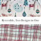Southshore Fine Living, Inc. King/California King Size Christmas Quilt Set w/2 Pillow Shams, Holiday Bedding Set, 3-Piece Reversible Quilt Set, Cute Trees & Reindeer Over Red Plaid Print