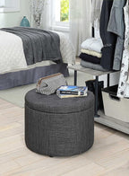 Convenience Concepts Designs4Comfort Round Shoe Ottoman, Gray Fabric