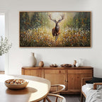XLSJERST Country Wall Decor Poster 48x24 Inches - Elk Picture Hunting Artwork Large Canvas Picture Brown Deer Wall Art for Living Room Guest Bath Decoration