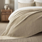 EVERGRACEHOME Chunky Chenille Knit Throw Blanket for Couch, Soft Luxurious Oversized King Moss Stitch Blanket for Bed, Large Cozy Farmhouse Knitted Throw for Sofa, Sand Dune, 92" x 108"
