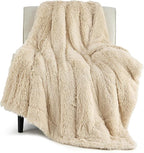 Bedsure GentleSoft Fuzzy Sherpa Faux Fur Blanket Beige Cozy Gifts for Women Men, Soft Fleece Plush Warm Minky Thick Blanket Twin Size for Couch, Room Decor Dorm Bed Essentials Beige Decor, 60x80