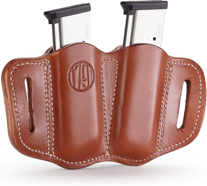 1791 Gunleather Mag Holster 2.1 - Double Mag Pouch for Single Stack Magazines, OWB Magazine Pouch for Belts