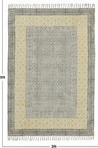Kilim Rug 2x3 Area Rug Beige & Black Cotton Dhurrie Oriental Thick 0.19 inches Stone Easy Washable Rug Hand Wash Cotton Carpet Flatweave Rug Indoor Outdoor Rugs for Kitchen, Bedside, Enterway