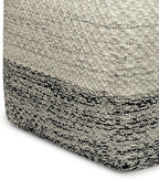 SIMPLIHOME Macie Square Pouf - 18 inch Wide Handcrafted PET Polyester Ottoman in Grey and White, Boho Indoor/Outdoor Footstool or Extra Seating for Living Room with Polystyrene Bead Filling, Assembled