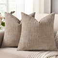 decorUhome Spring Oatmeal Chenille Euro Sham Throw Pillow Covers 26x26 Set of 2 Textured Soft Cozy Slubby Couch Pillow Covers Modern Farmhouse Boho Decorative Pillow Cases for Bed Sofa Living Room