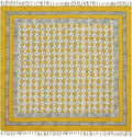 Area Rug 12' Square Rug Yellow & Beige Cotton Dhurrie Oriental Thick 0.19 inches Stone Easy Washable Rug Hand Wash Cotton Carpet Flatweave Rug Indoor Outdoor Rugs for Hall Room, Dining Room