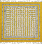 Area Rug 12' Square Rug Yellow & Beige Cotton Dhurrie Oriental Thick 0.19 inches Stone Easy Washable Rug Hand Wash Cotton Carpet Flatweave Rug Indoor Outdoor Rugs for Hall Room, Dining Room