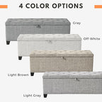 24/7 Shop at Home Sacallant Modern Linen Storage Bench with Button-Tufted Lift-Top, Upholstered Footstool, Rectangular Ottoman for Living Room, Bedroom, Entryway, Light Brown