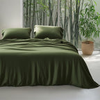 Bedsure 100% Rayon Derived from Bamboo Duvet Cover Queen Size - Lightweight Silky Cooling Comforter Cover Set for Hot Sleepers, Breathable & Moisture-Wicking Bedding Set, Olive Green