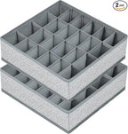 Joyoldelf Sock Drawer Organizer Underwear Organizer, 24 Cell Collapsible Closet Organizer Underwear Storage Boxes for Socks, Ties, Belts (Gray)
