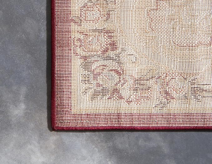 Rugs.com Chateau Collection Rug – 6' x 9' Red Medium Rug Perfect for Bedrooms, Dining Rooms, Living Rooms