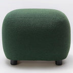 KINWELL Round Boucle Upholstered Ottoman Chair, Footstool with Soft Padded Seat, Fully Assembled Modern Sofa Couch Footrest, Extra Seating for Bedroom Entryway,Green(18.5" D x 23" W x 16.5" H)