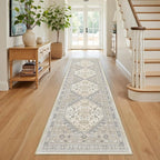 Runner Rug 2x8 Runners for Hallways Non Slip Washable, Vintage Hallway Runner Rugs for Living Room, Low Pile Soft Hallway Rug for Kitchen Bedroom Laundry Room Rug(Beige,2'x8')