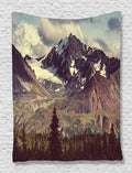 Ambesonne Alaska Mountains Tapestry, Arctic Landscape Hiking Alaska Mountains Scenery in USA Wilderness, Wall Hanging for Bedroom Living Room Dorm Decor, 40" X 60", Green Black White
