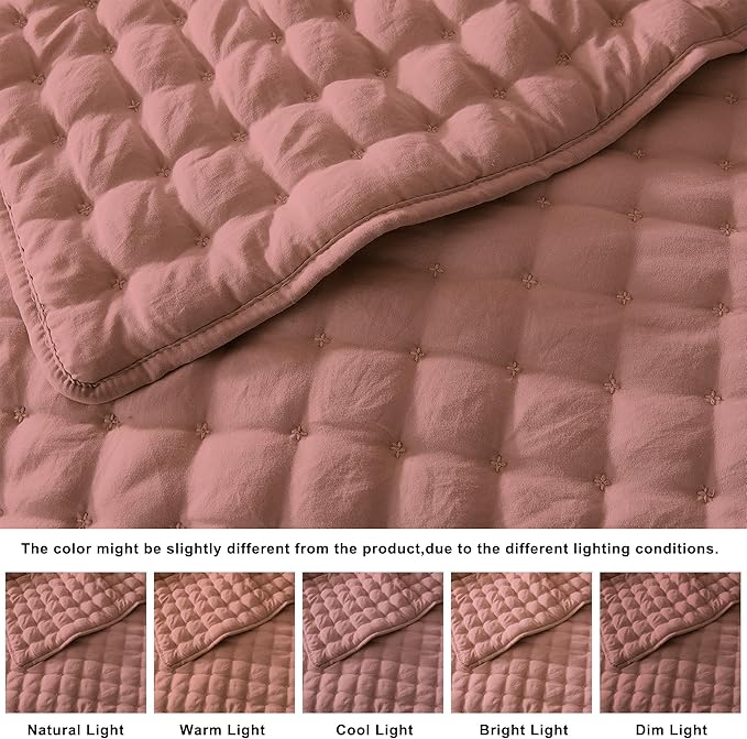 WDCOZY Twin Quit Size Bedding Sets with Pillow Sham, Lightweight Soft Bedspread Coverlet, Quilted Blanket Thin Comforter Bed Cover for All Season, 2 Pieces, 68x90 inches, Rose Red