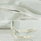 MooMee Striped Duvet Cover Set 100% Washed Cotton Linen Like Textured Breathable Durable Soft Comfy (Sage Green White Pinstripes, Cal King 104"x98")