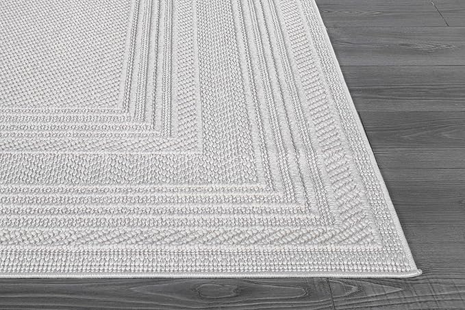 Micro Loop Indoor Rug White 8x10 Boho Geometric Neutral Area Rugs for Living Room Soft Luxury Modern Low and High Pile Durable Stain Resistant Non-Shedding Indoor Area Carpet 8 x 10