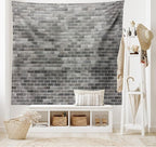 Ambesonne Grey and White Tapestry King Size, Modern Brick Wall Tiles Urban Construction Architecture Building Town Art Picture, Wall Hanging Bedspread Bed Cover Wall Decor, 104" X 88", Grey