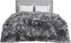 Bedsure GentleSoft Fluffy Sherpa Fleece Faux Fur Blankets Queen Size for Bed, Bedroom Decor Winter Bedding Thick Warm Full Queen Blankets, Fuzzy Plush Soft Heavy Mink Cozy Gifts, Tie Dye Grey, 90x90