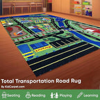 KIDCARPET.COM Total Transportation Play Mat Rug | Interactive Activity Carpet for Preschool Playroom Toy Car Track, 4' x 6'