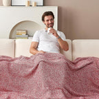 Snuggle Sac Christmas Red Blanket Twin Size, Ultra Soft Warm Fuzzy Knit Blanket Throws Dupes for Couch,Sofa, Bed, Heather Red, 60x80 inches