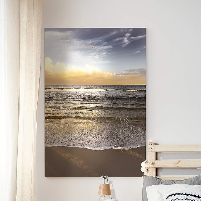Renditions Gallery Canvas Wall Art Nature Modern Paintings Decorations Glam Evening Waves Romantic Scenic Wall Hanging Artwork Prints for Bedroom Living Room Office Kitchen - 24"x36" LT06