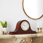 Bulova B1929 Bulova Annette I Chiming Mantel Clock, Model B1929 | Classic Mahogany Finish | Westminster Melody on The Hour | Battery Powered I Chiming Clock