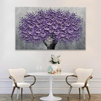 Epicler art hand-painted purple 3D flower decorative oil painting, flower wall decorative frame wall Art, modern Art living room, bedroom, office, hotel restaurant wall Art 28x40 inch
