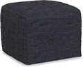 SIMPLIHOME Fredrik Square Pouf - 18 inch Wide Genuine Woven Leather Ottoman in Dark Blue, Boho-Style Footstool or Extra Seating for Living Room or Bedroom with Polystyrene Bead Filling, Assembled