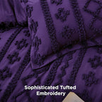 Bedsure Tufted Boho Comforter Set Twin Size - Purple Boho Bed Set, GentleSoft™ 2 Pieces Farmhouse Shabby Chic Embroidery Bedding, Gifts for Woman, Soft Jacquard Twin Comforter for All Seasons