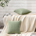 GAWAMAY Decorative Throw Pillow Covers 16x16 Inch Set of 2, Super Soft Chenille Square Pillows Farmhouse Fall Pillowcase for Living Room Bedroom Sofa Couch Cushion Cover 40x40cm Sage Green